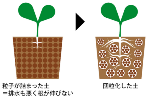 図_単粒構造と団粒構造