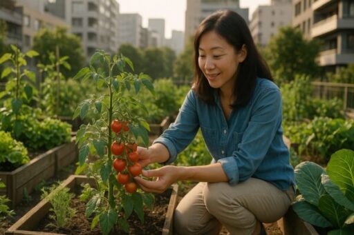 生活に心のゆとりをもたらす家庭菜園を楽しむ女性